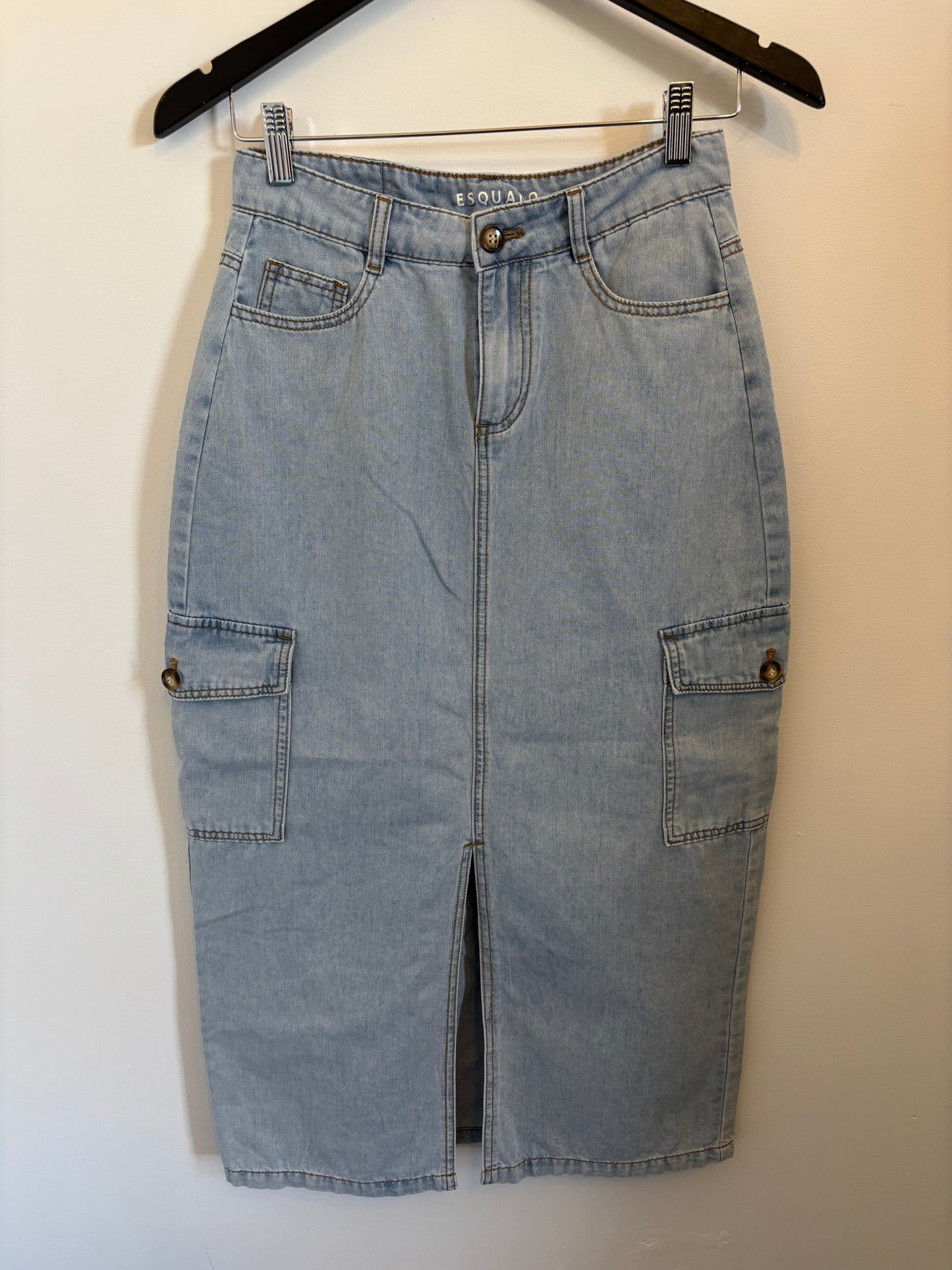 Esqualo Light Denim Cargo Skirt | 4 (O32L4)
