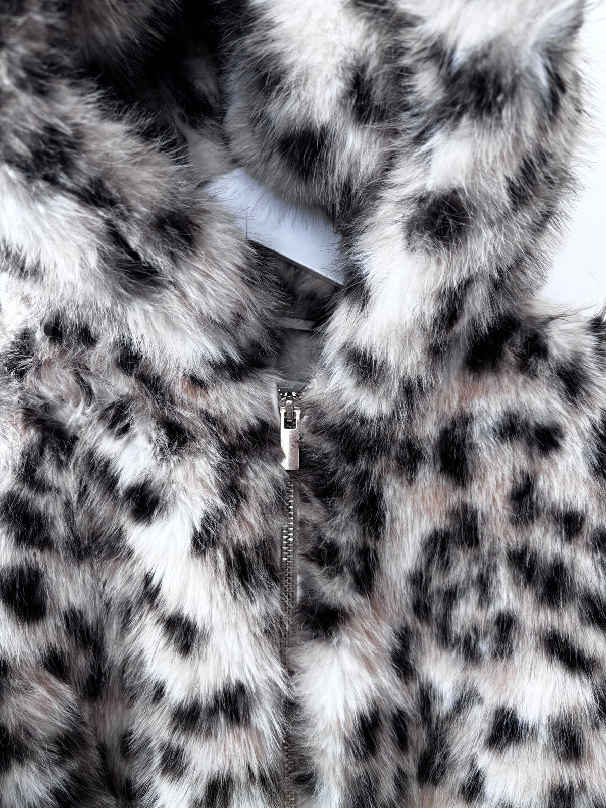 H&M Animal Print Zip Fur Coat | Sz
