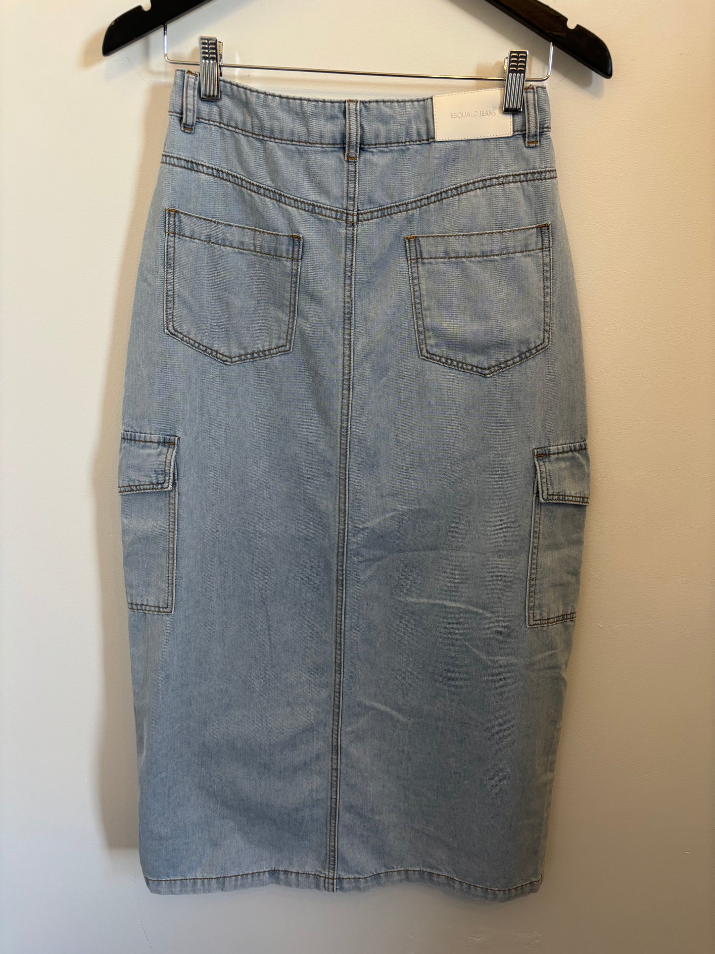 Esqualo Light Denim Cargo Skirt | 4 (O32L4)
