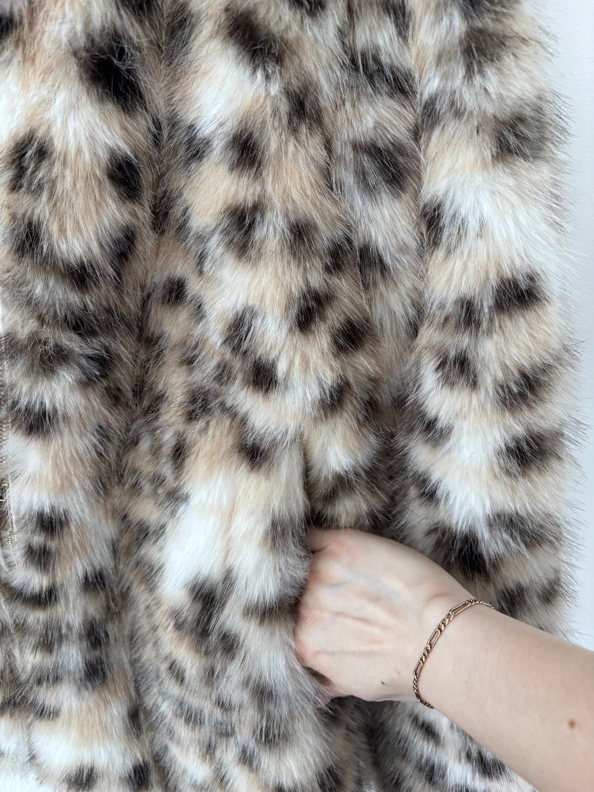 H&M Animal Print Zip Fur Coat | Sz