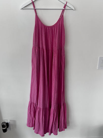 Z Supply Pink Lido Slub Tiered Maxi Dress | Sz XS (Oversized fit)