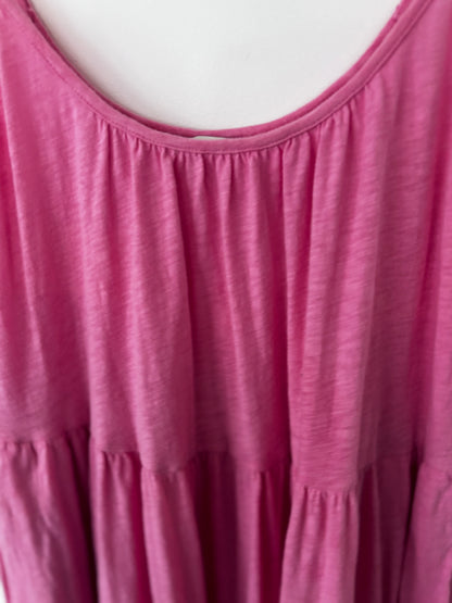Z Supply Pink Lido Slub Tiered Maxi Dress | Sz XS (Oversized fit)