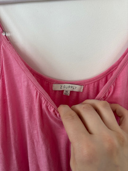 Z Supply Pink Lido Slub Tiered Maxi Dress | Sz XS (Oversized fit)
