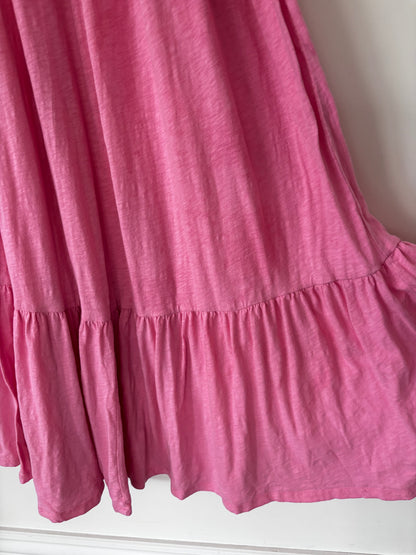 Z Supply Pink Lido Slub Tiered Maxi Dress | Sz XS (Oversized fit)
