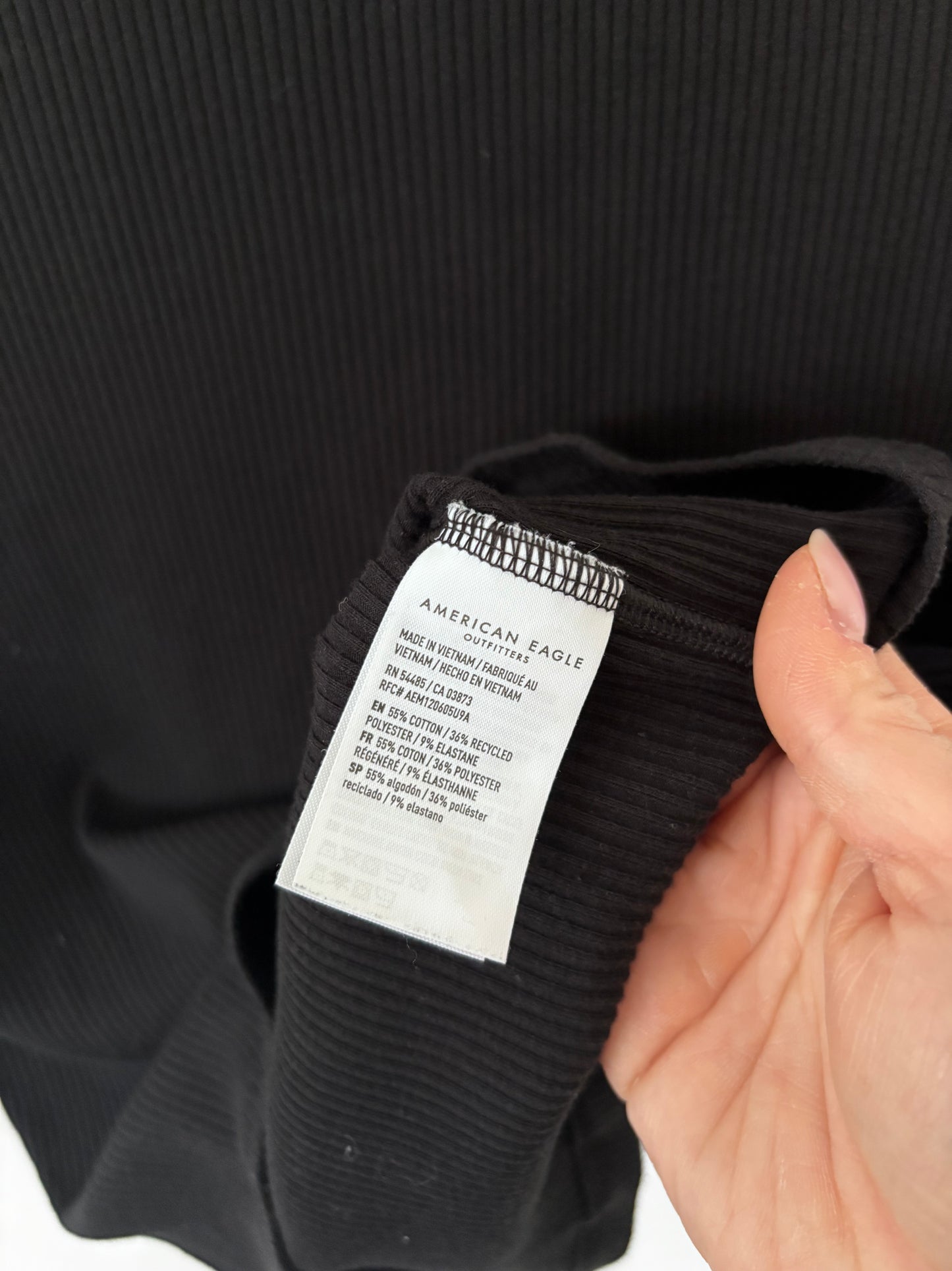 AE Soft Ribbed Black T Shirt | Large