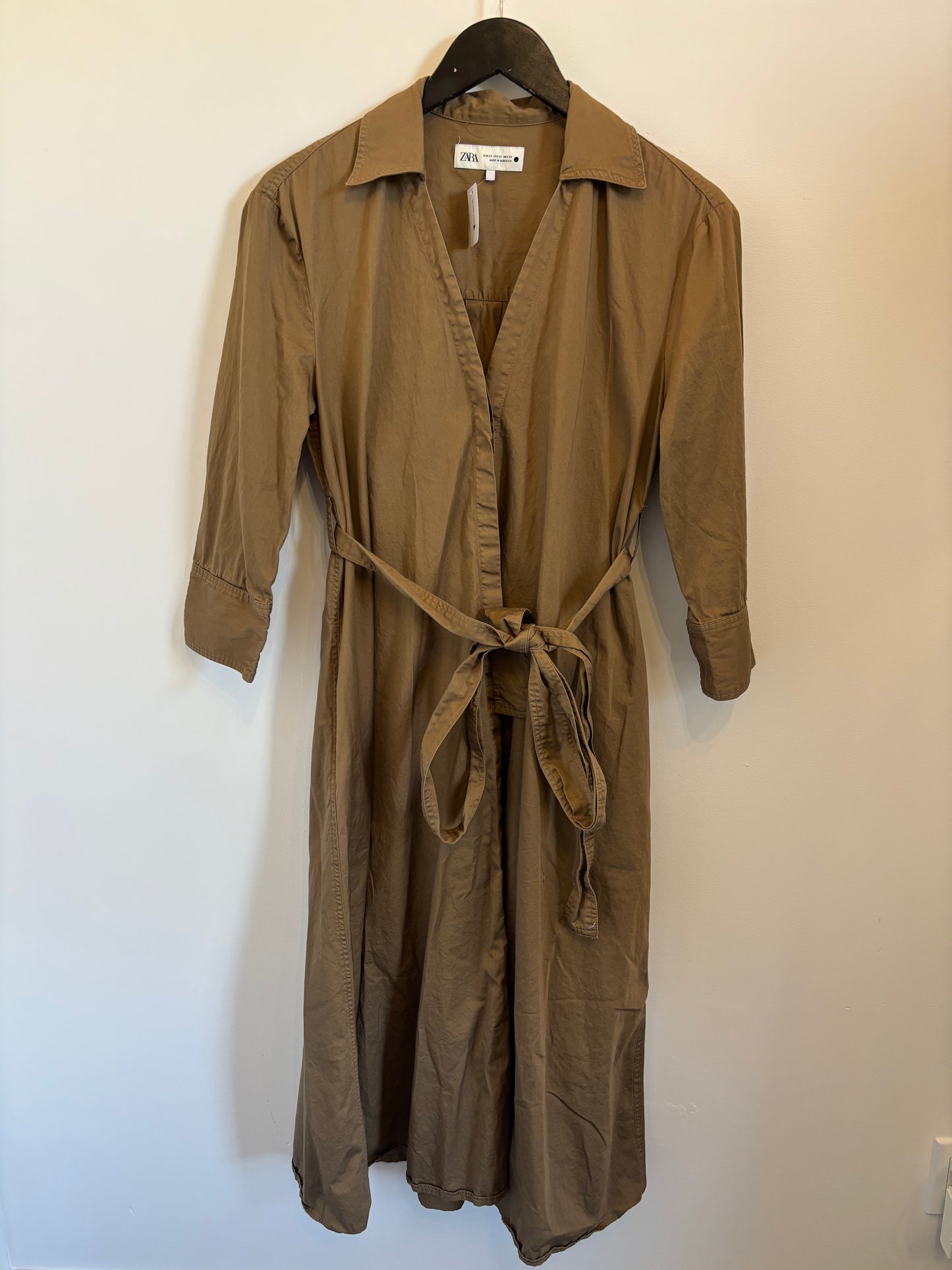 Zara Cotton Trench Button Up Dress | XS (oversized fit) (O36L4)