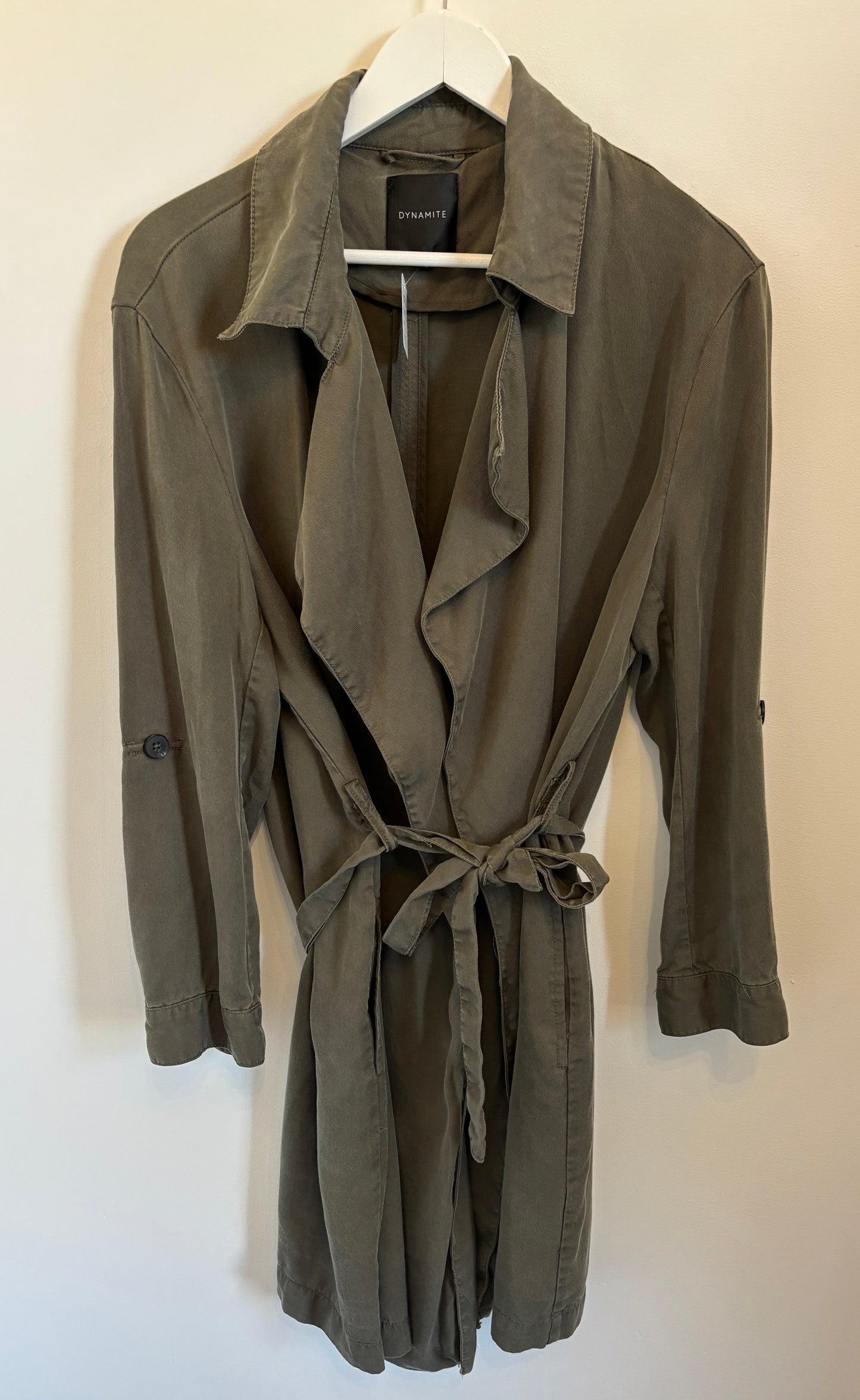 Dynamite Tencel Belted Open Trench Coat | Small (O39L4)