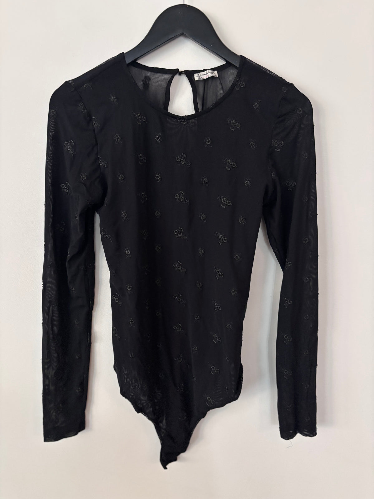 Free People Mesh Rosette Long Sleeve Bodysuit | Sz Medium (fits generous)
