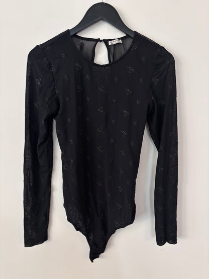 Free People Mesh Rosette Long Sleeve Bodysuit | Sz Medium (fits generous)