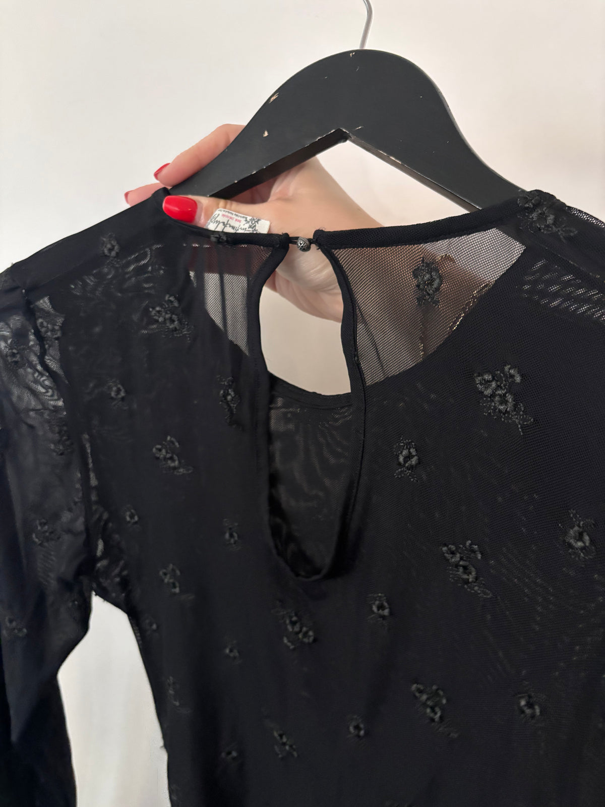 Free People Mesh Rosette Long Sleeve Bodysuit | Sz Medium (fits generous)
