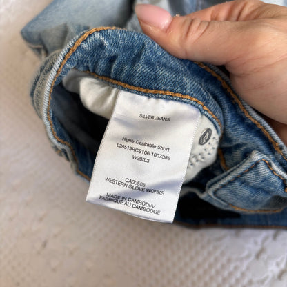 Silver Light Blue Distressed Highly Desirable Denim Shorts | Sz 29 (fit 27/28)