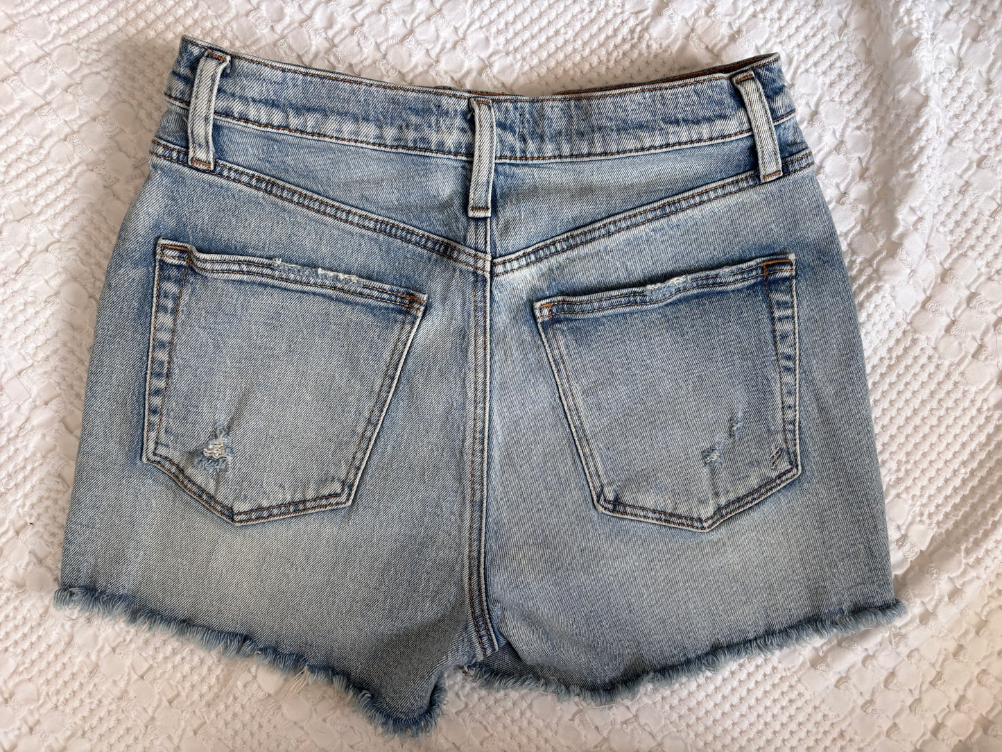 Silver Light Blue Distressed Highly Desirable Denim Shorts | Sz 29 (fit 27/28)