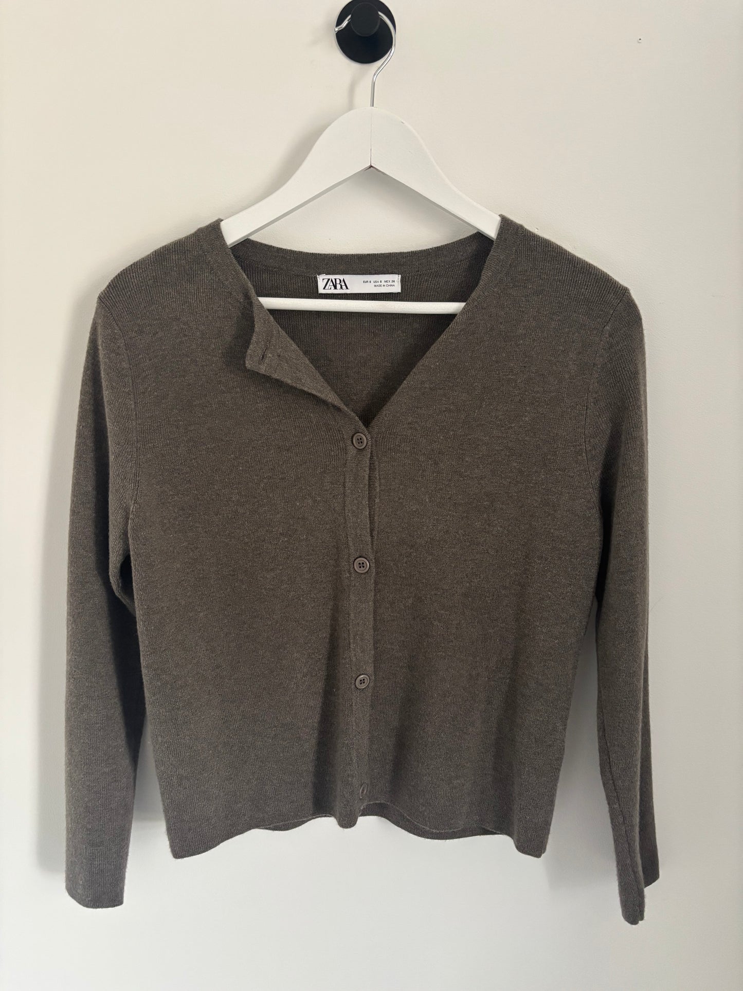 Zara Brown/Grey Soft Cardigan | Small (O132C1)