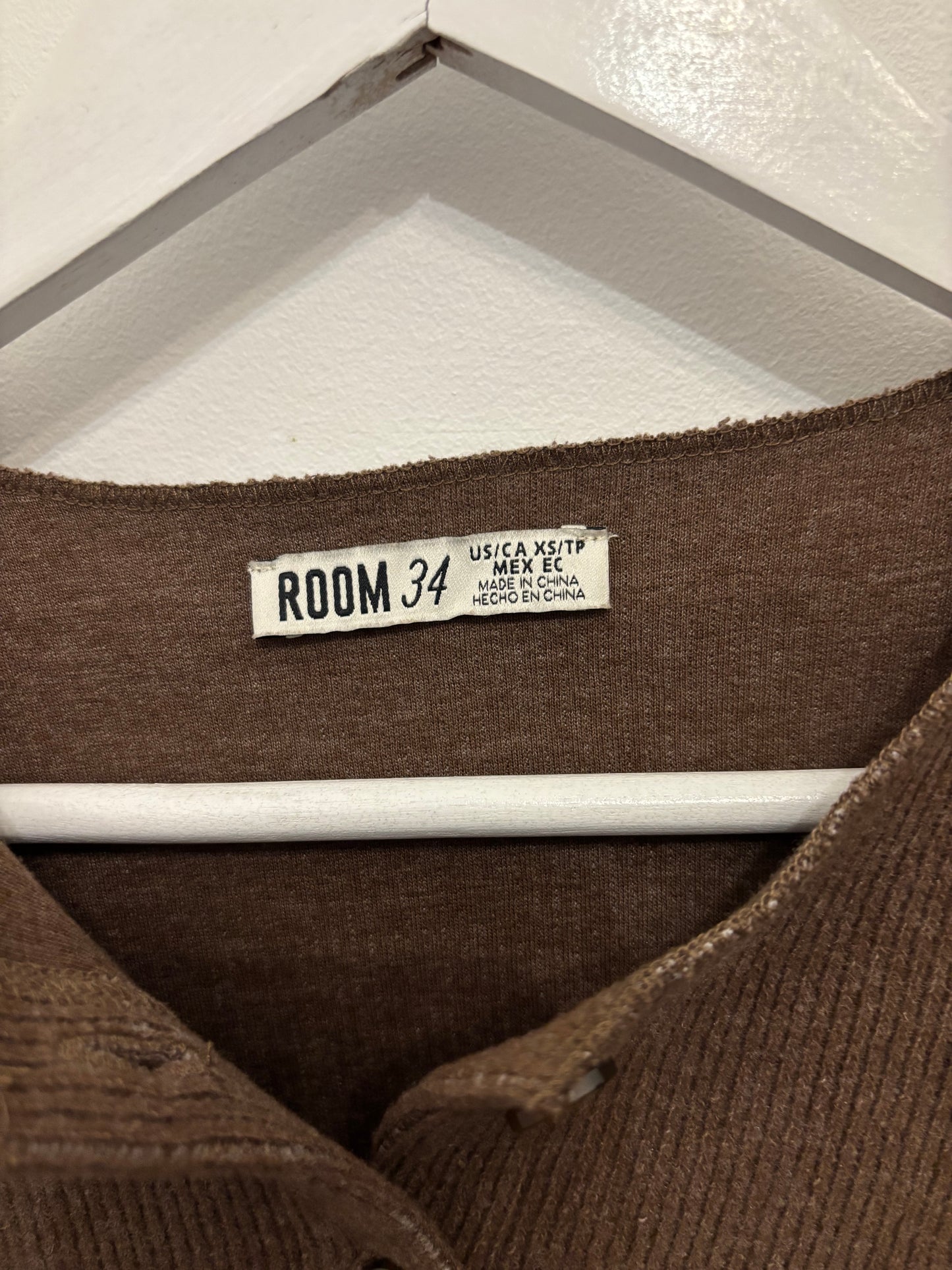 Room 34 Brown Ribbed Cardigan | XS Very Oversized (O130C1)