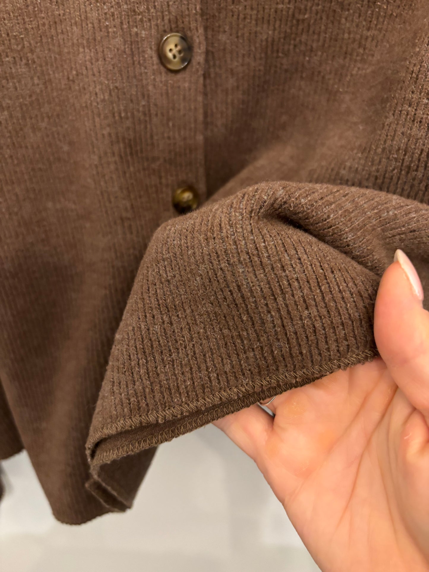 Room 34 Brown Ribbed Cardigan | XS Very Oversized (O130C1)