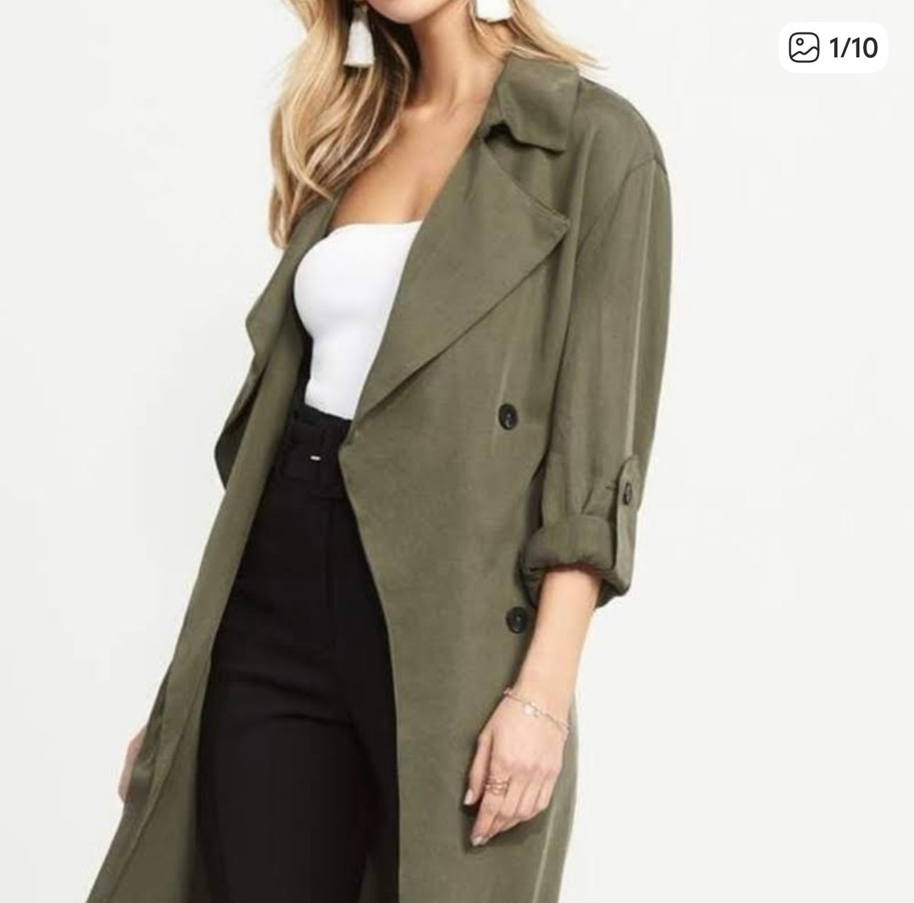 Dynamite Tencel Belted Open Trench Coat | Small (O39L4)