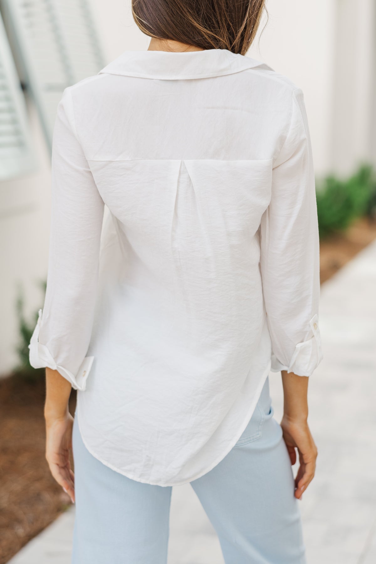 The Workshop White Button Down Utility Shirt | Medium (O27L4)