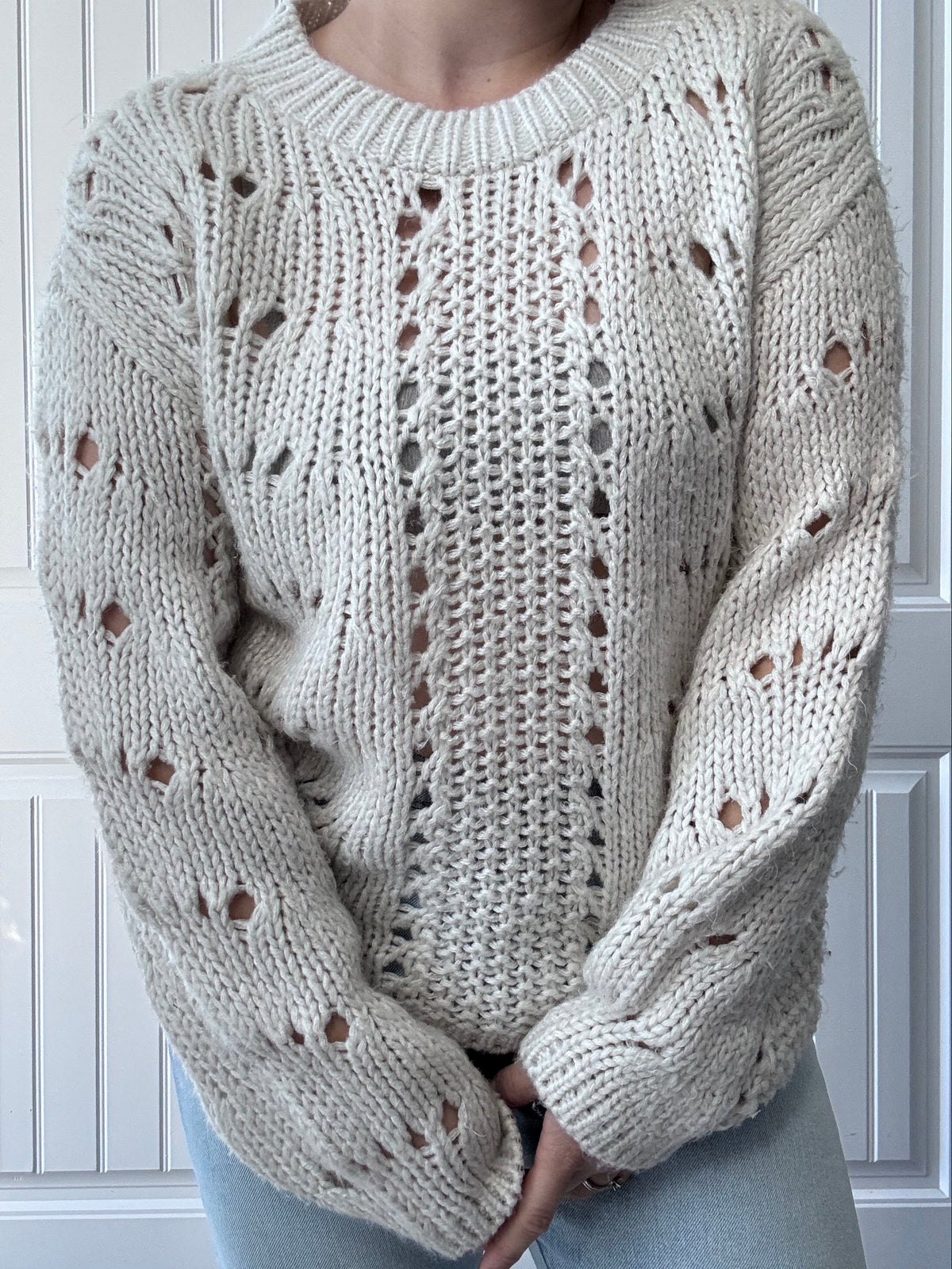 RD Style Ivory Wide Knit Slouchy Sweater | Sz Small (fits Medium)