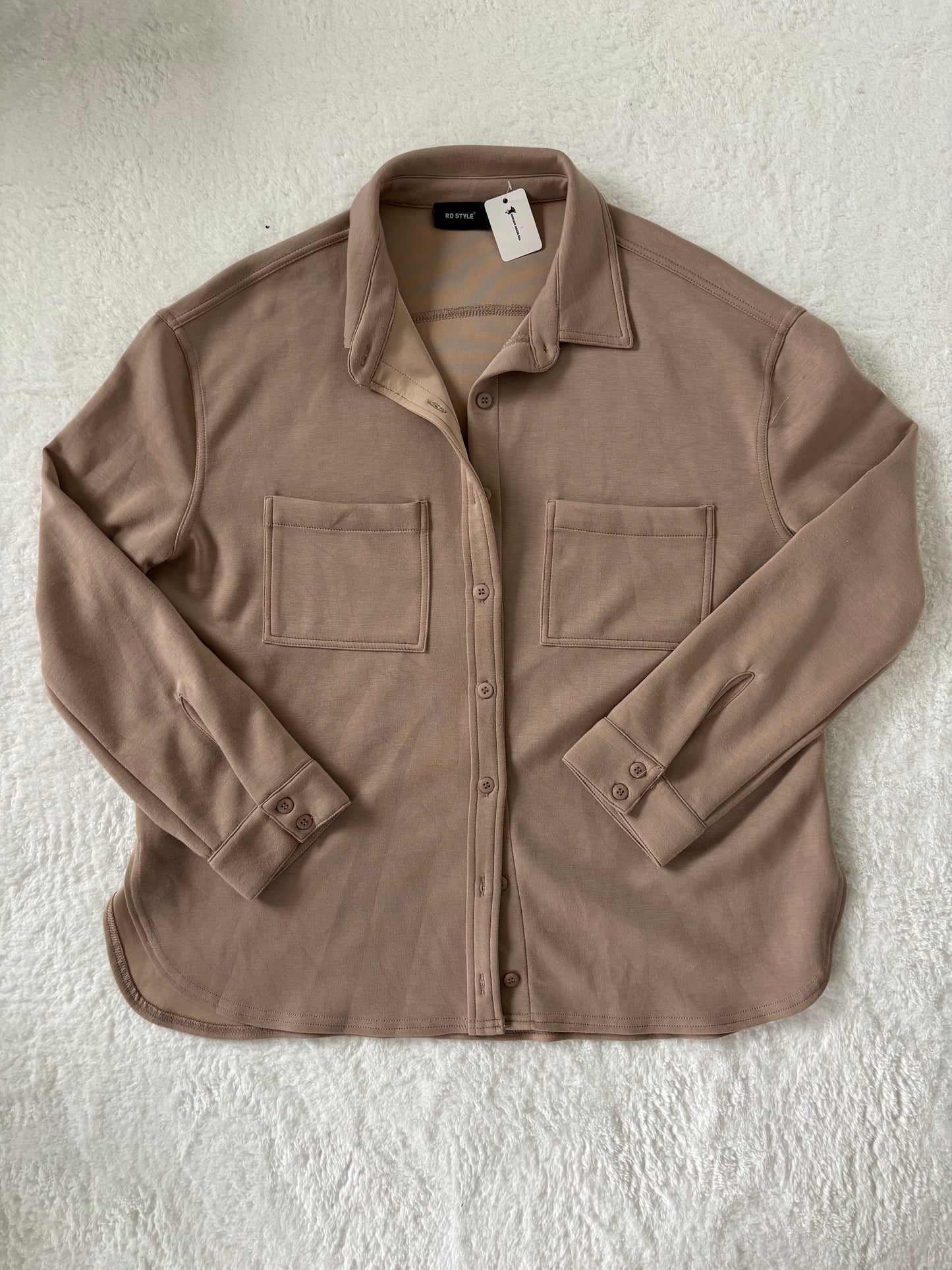 RD Style Light Brown Button Up Shirt  | Medium (fits generous) (O85G1)