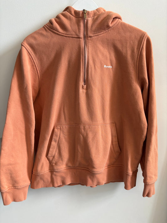 Roots Hooded Half Zip (Peach/Light Orange) | Large