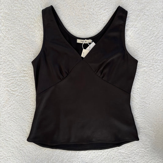 Daphnea NWT Black Satin Top | Medium