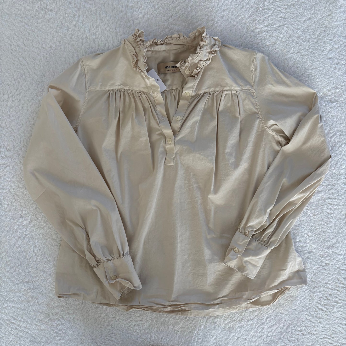 Mos Mosh Open Collar Ecru Blouse | Small
