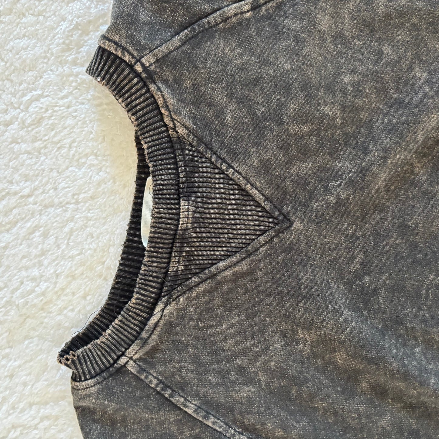 Zenana Acid Wash Black Sweater | Medium