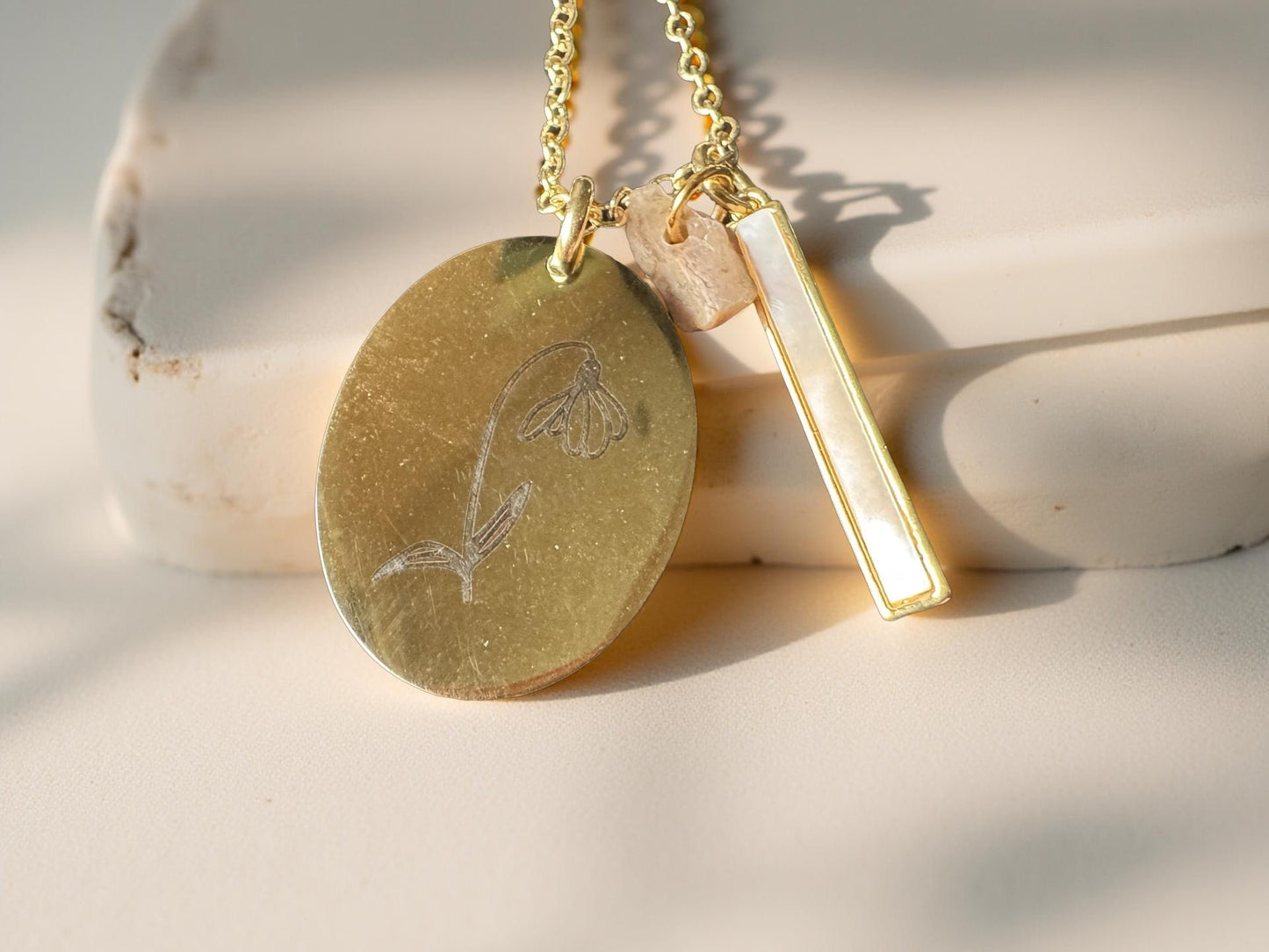 Gold Charm Cluster Necklace