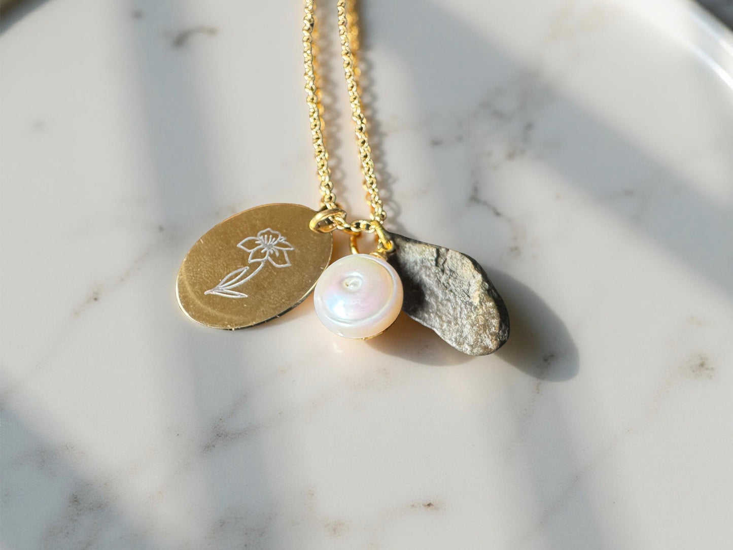 Gold Charm Cluster Necklace