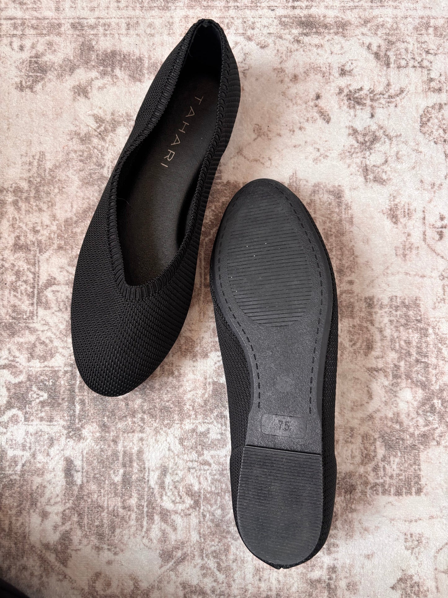 Tahari Martinique Black Woven Flat | Sz 7.5 (fit a bit big)