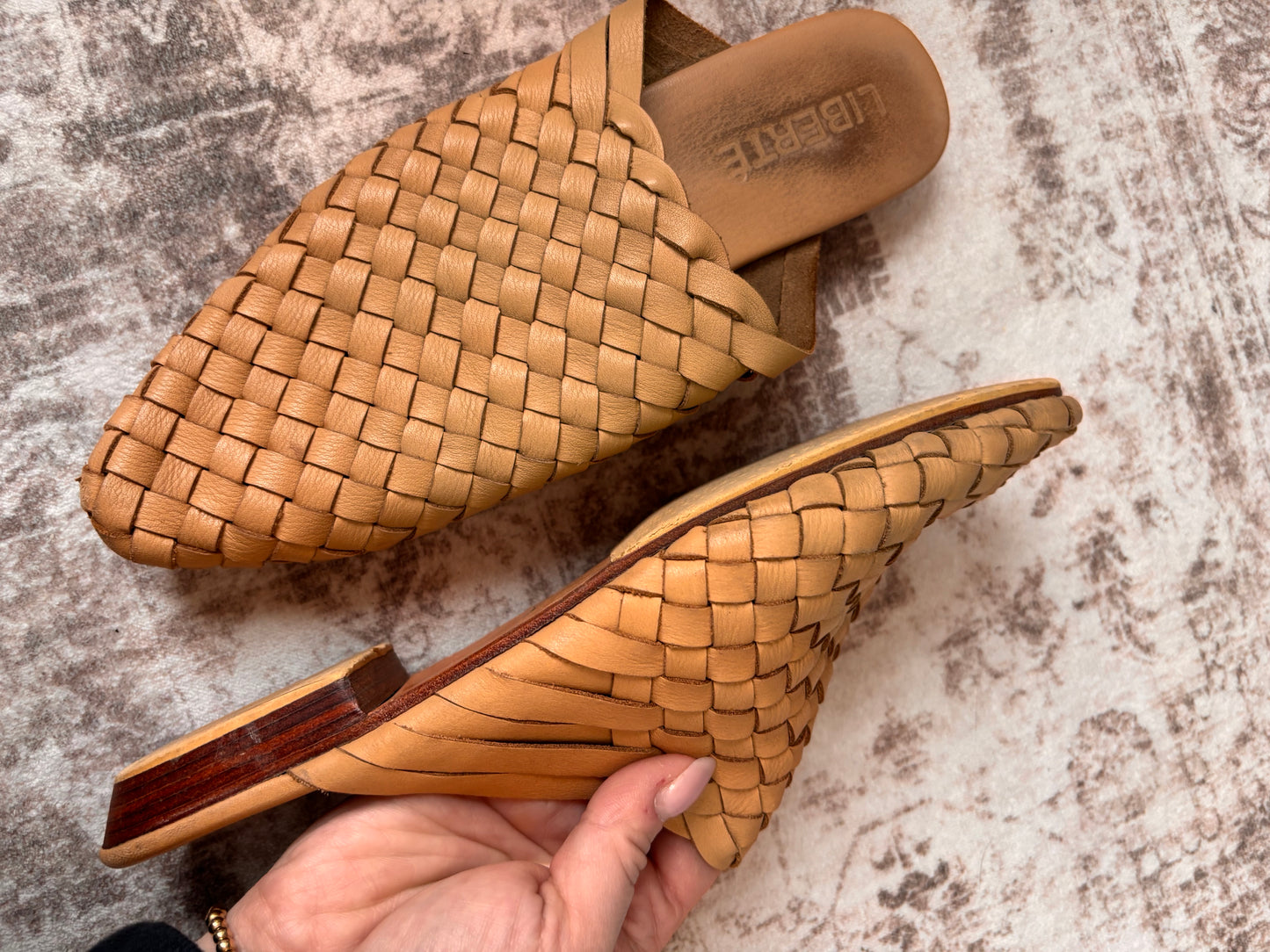 Liberte Leather Prague Woven Mules | Sz 9
