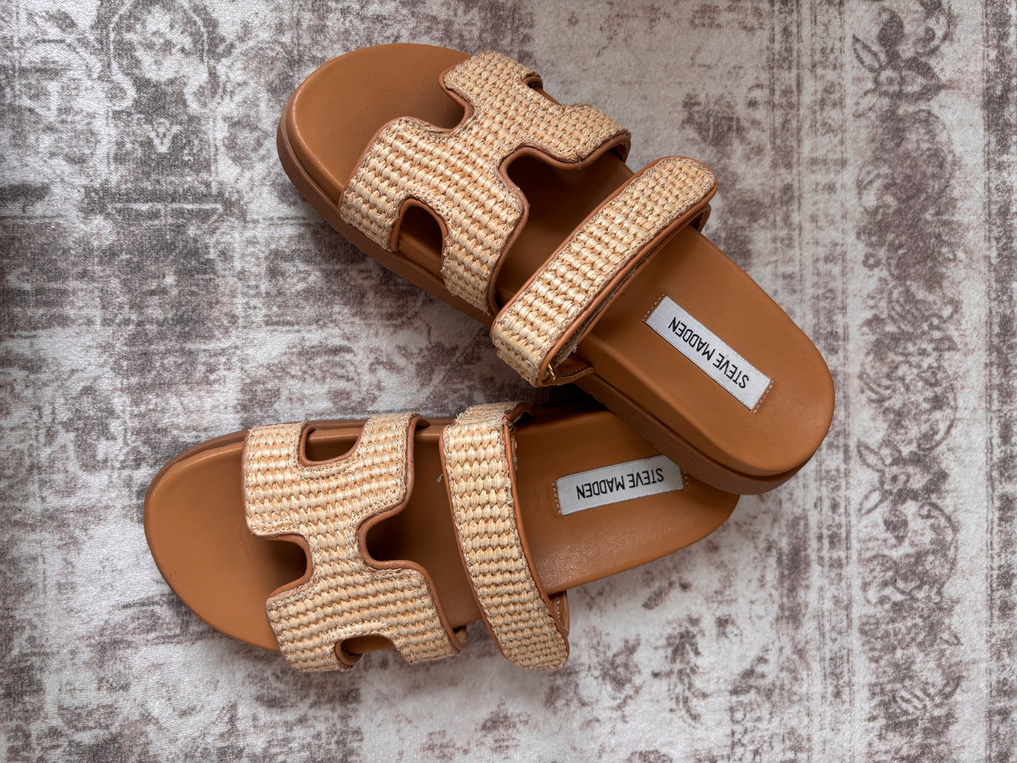 Steve Madden Mayven Natural Slide Sandals | Sz 8