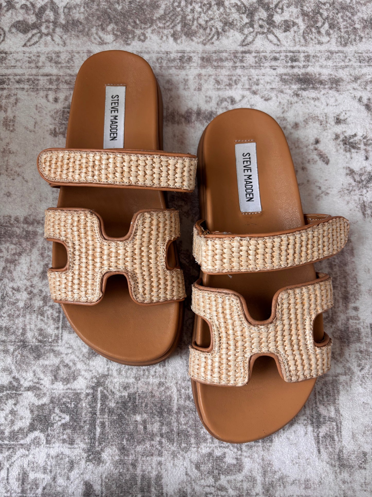 Steve Madden Mayven Natural Slide Sandals | Sz 8