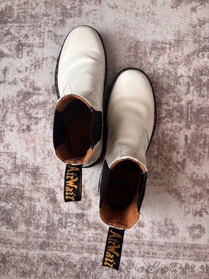 Dr. Martens Unisex Leather Chelsea Boots in White | Sz 10