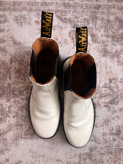 Dr. Martens Unisex Leather Chelsea Boots in White | Sz 10