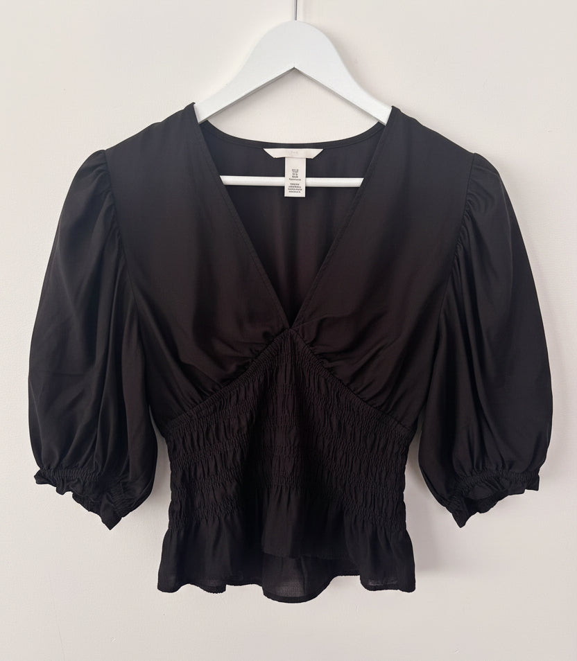 H&M Dark Brown Smocked Blouse | Sz Medium