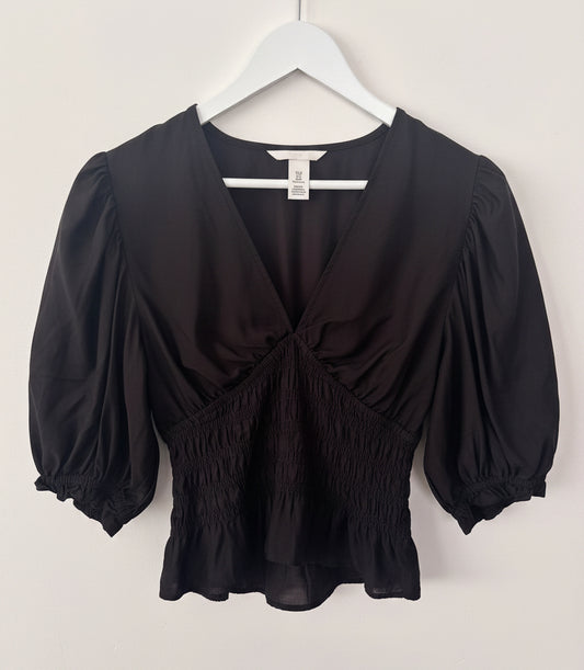 H&M Dark Brown Smocked Blouse | Sz Medium