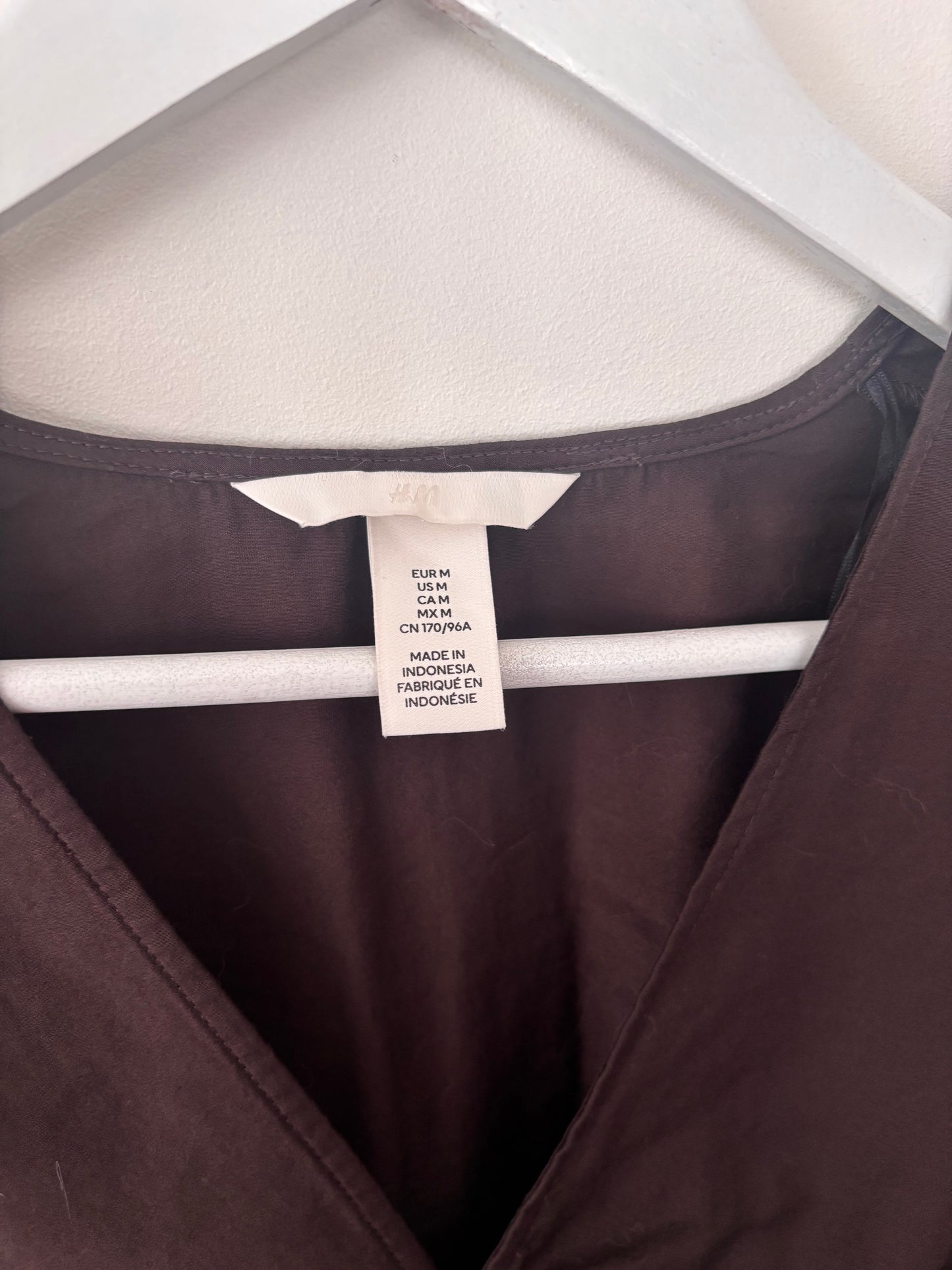H&M Dark Brown Smocked Blouse | Sz Medium