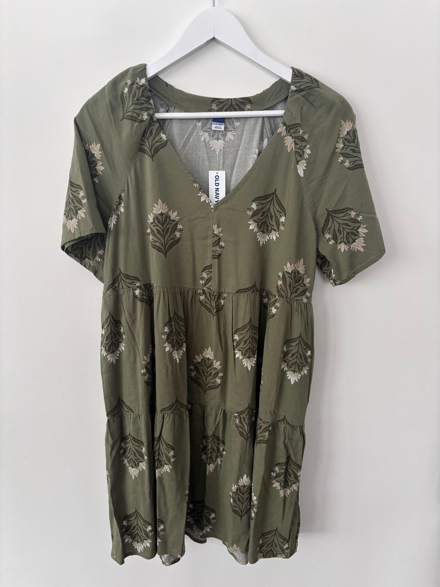 Old Navy Green Printed Swing Dress NWT | Sz Medium