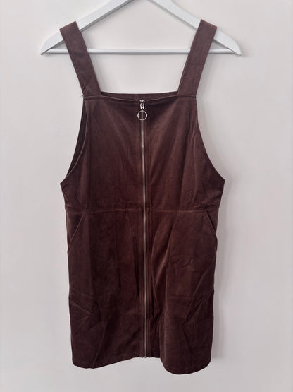 Brown Zip Front Overall Dress | Sz Large (fits medium)