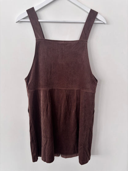 Brown Zip Front Overall Dress | Sz Large (fits medium)