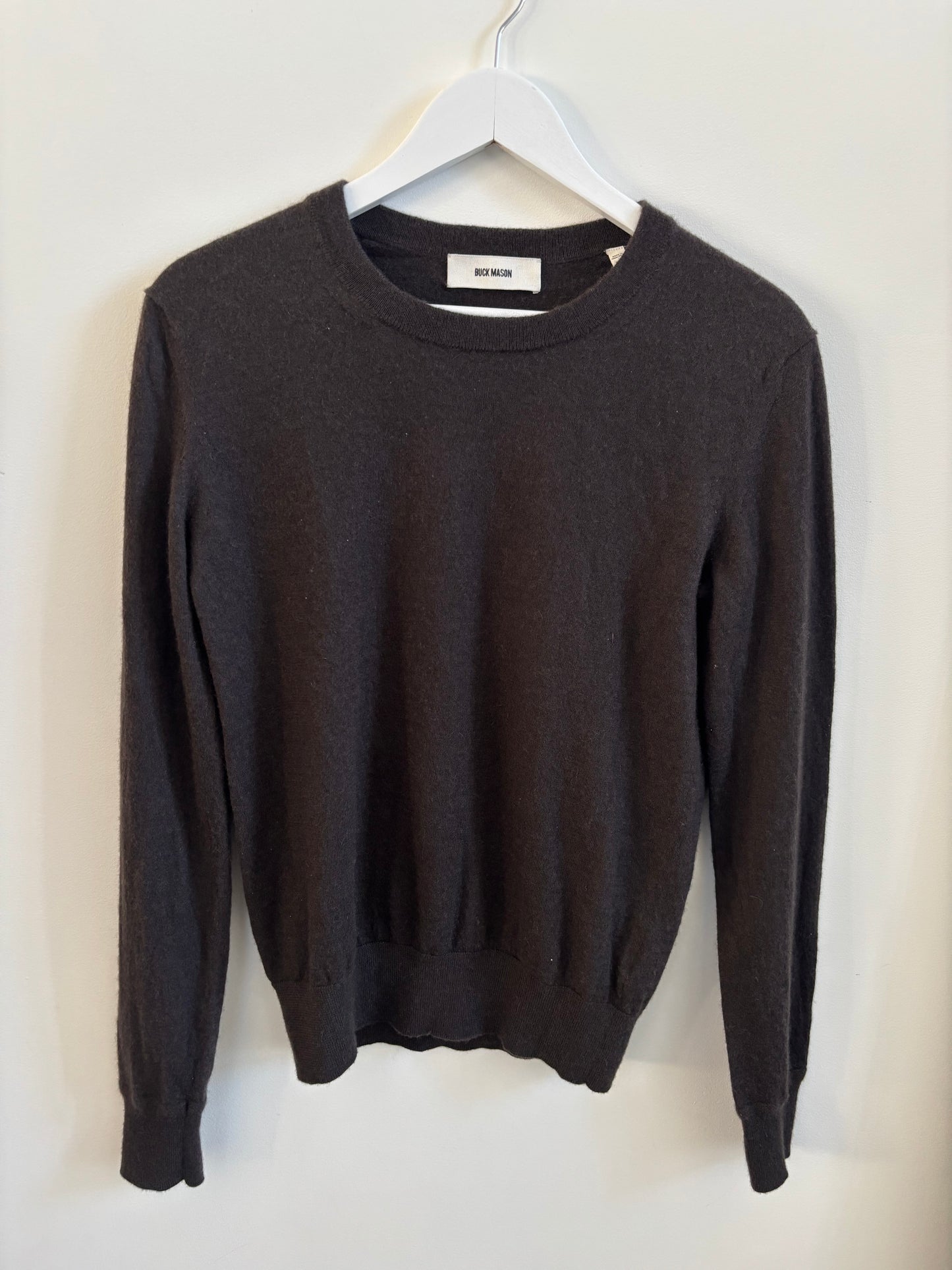 Buck Mason Brown/Black Cashmere Crewneck | Small (O107C1)