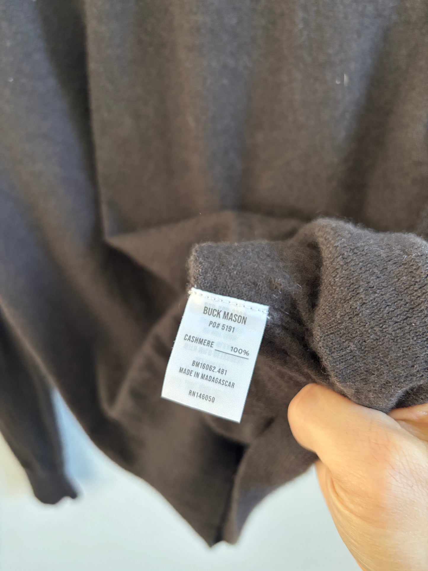 Buck Mason Brown/Black Cashmere Crewneck | Small (O107C1)