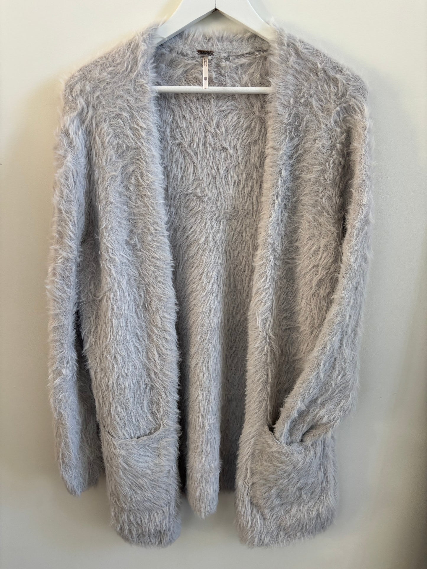 Free People Faux Fur Grey Cardigan | XS