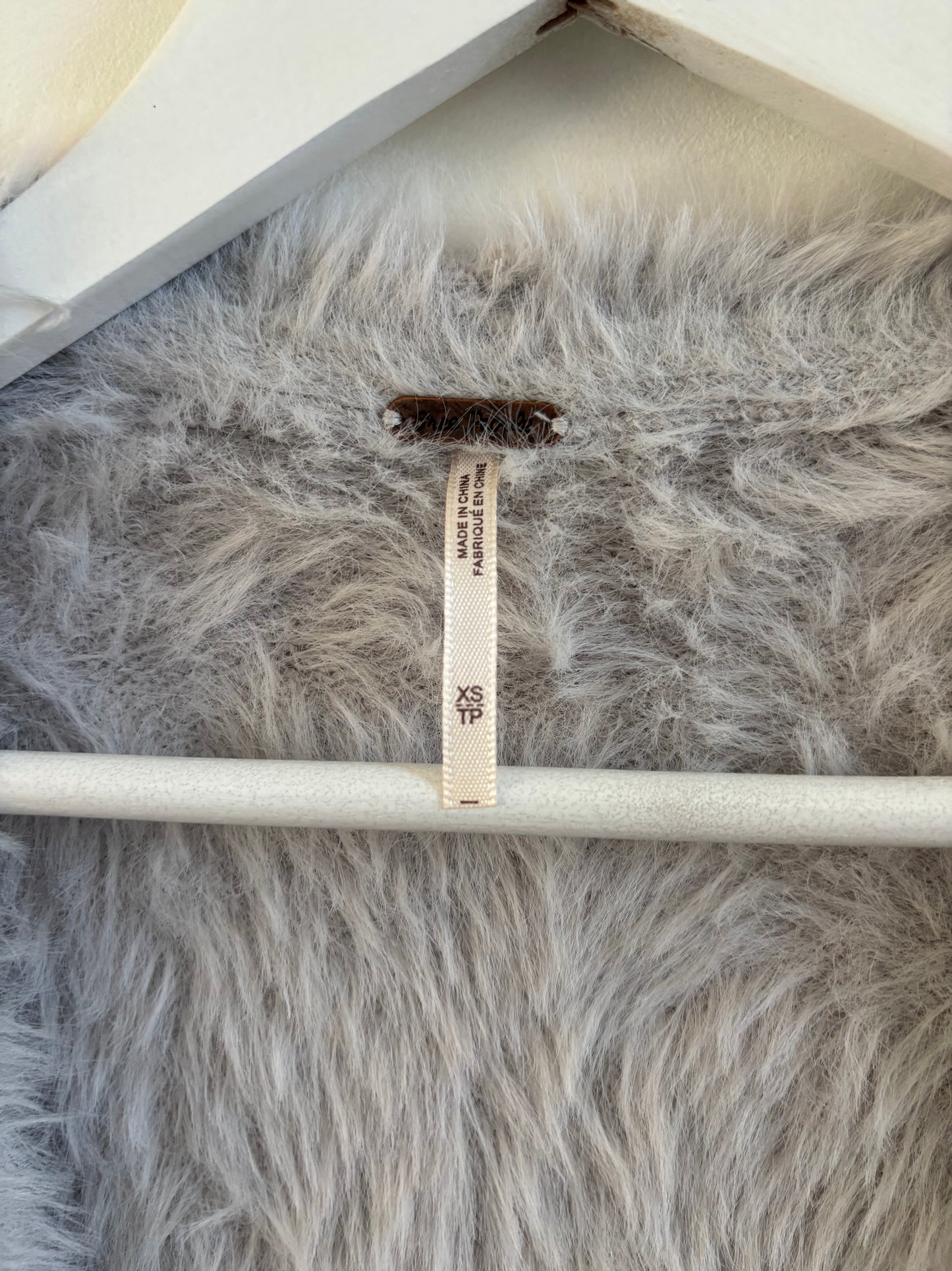 Free People Faux Fur Grey Cardigan | XS