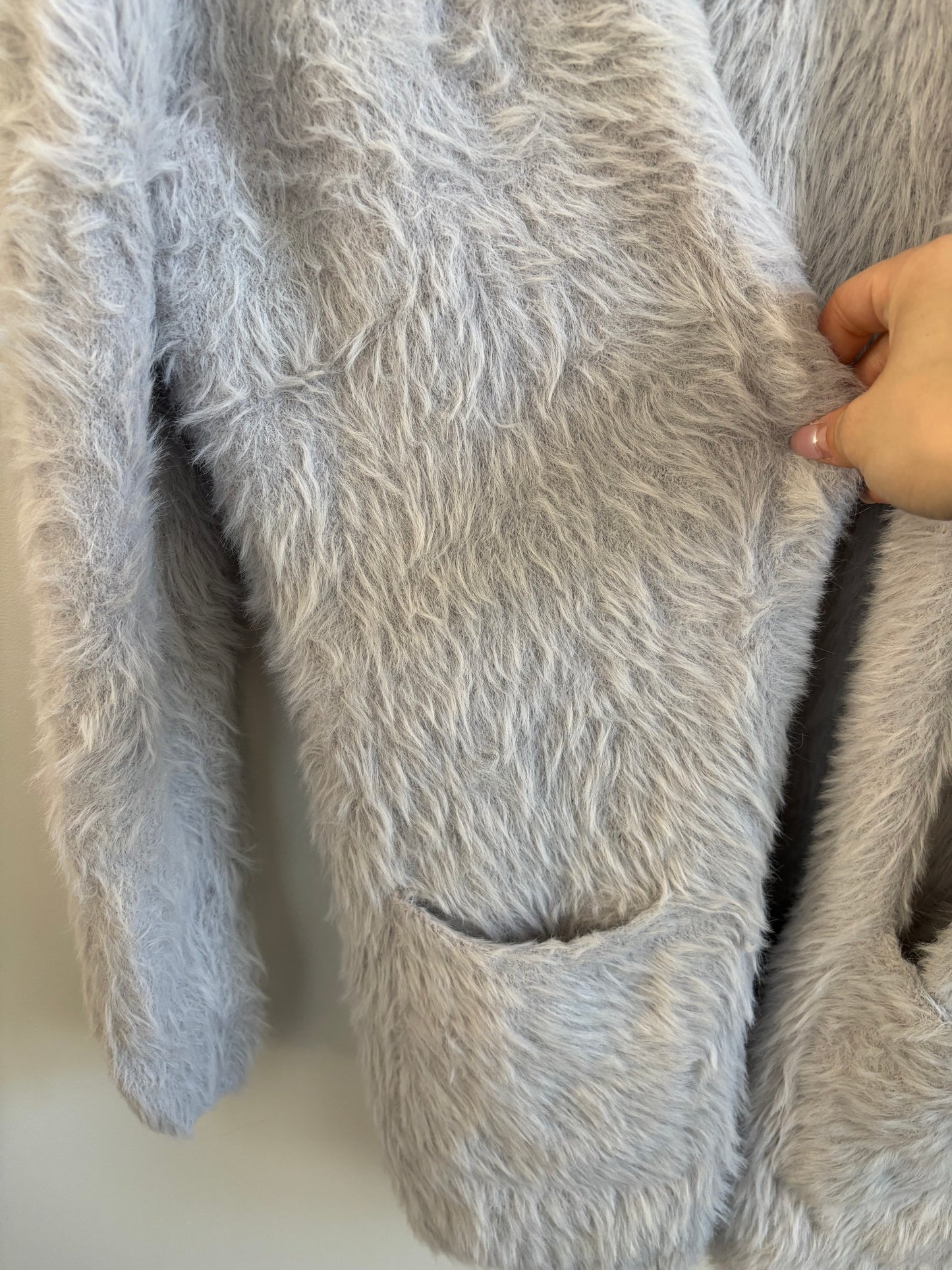 Free People Faux Fur Grey Cardigan | XS
