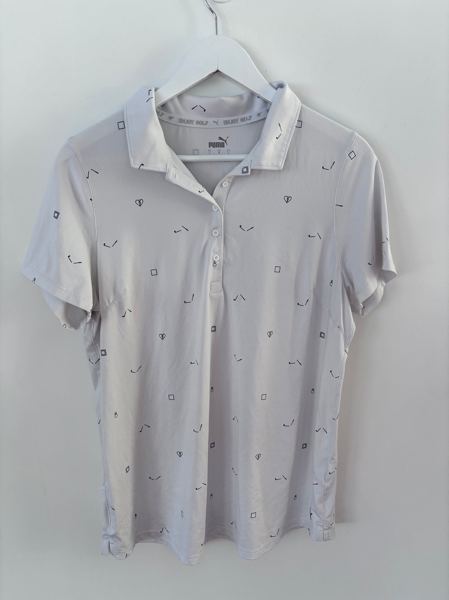 Puma Cloudspum White Graphic Golf Polo | Large