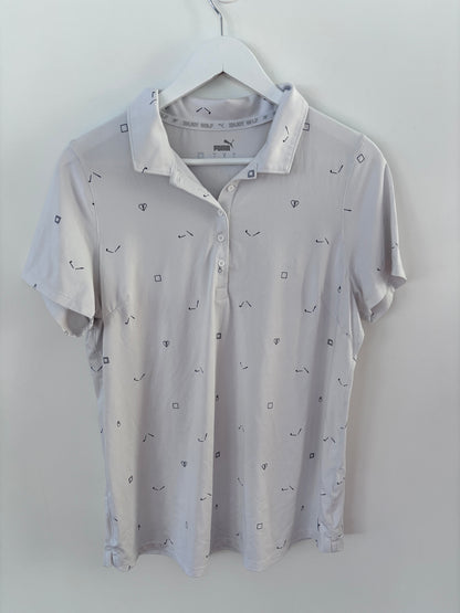 Puma Cloudspum White Graphic Golf Polo | Large