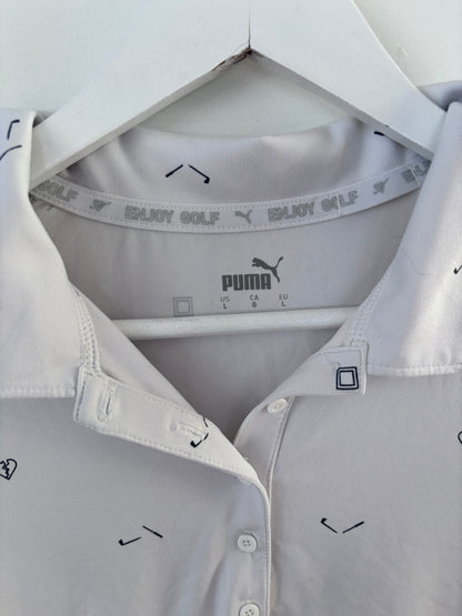 Puma Cloudspum White Graphic Golf Polo | Large