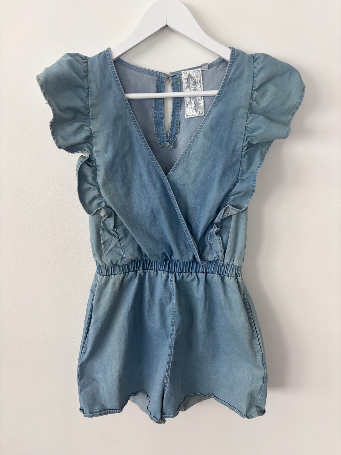 Sadie & Sage Denim Ruffle Playsuit | Sz Small
